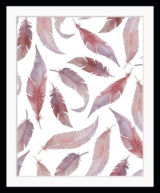 Queence Bild »Fridolin« Federn Kunst HD Premium Poster-Druck inkl. Holzrahmen