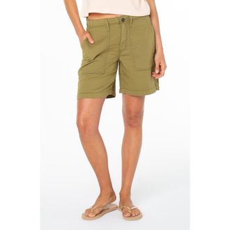 Roxy Hawaii Harbor Cotton Shorts in Avocado at Nordstrom, Size 24