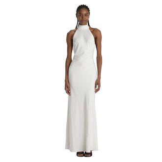 Misha Collection Long Dress with Back Bow - female - Misha - Gowns - White - S - Dresses