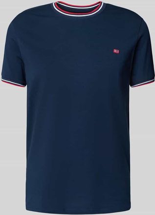 Christian Berg T-Shirt mit gerippten Abschlüssen in Dunkelblau, Größe L