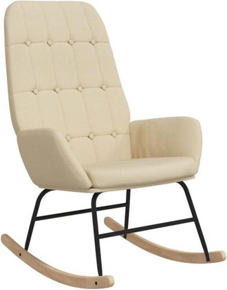 vidaXL Silla mecedora de tela color crema Vidaxl