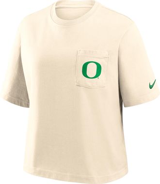 Nike Oregon Pocket Boxy Nike Womens College T-Shirt in Brown | 11CM15AUON-RMN
