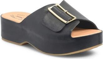 Kork-ease York Platform Slide Sandal in Black Leather at Nordstrom, Size 11