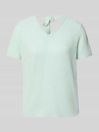 Rich & Royal T-Shirt in Strick-Optik mit V-Ausschnitt in Hellblau, Gr&ouml;&szlig;e XL