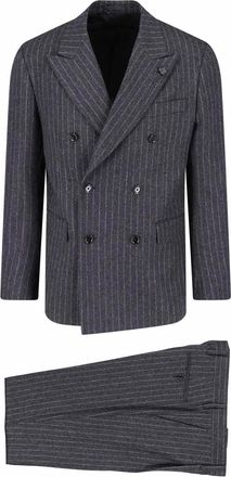 Lardini Double-Breasted Virgin Wool Suit With Pinstripe Design