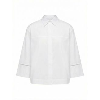 PESERICO Boat-neck Poplin Shirt - female - Peserico - Shirts - White - M - Blouses & Shirts
