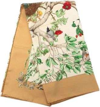 Herm&egrave;s Pre-owned Au Co Bois Zijden Sjaal - Dames - Vintage Accessoires - Veelkleurig - ONE Size - Vintage