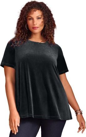 Roaman's Velour Swing Tee in Black at Nordstrom, Size 36