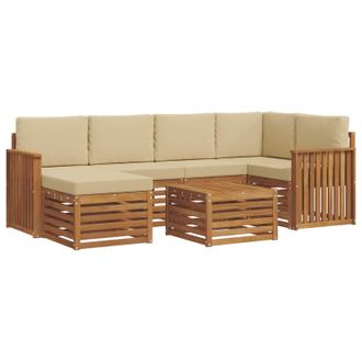 vidaXL Conjunto De Sof&aacute; Seccional Con Coj&iacute;n 7 Pcs Natural Y Beige Vidaxl