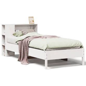 Berkfield Home Bookcase Bed Frame White 75x190 cm Small Single Solid Wood Pine
