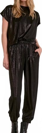 Elan Shimmer T-Shirt Jumpsuit In Black