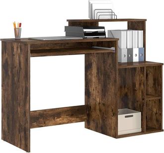 Berkfield Home Modern Desk with Storage Smoked Oak 120.5x44x88.5 cm Engineered Wood in Brown