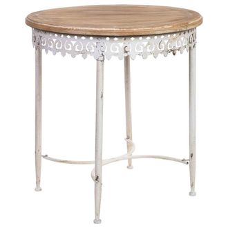 Wanderlust Deco Mesa redonda de madera y metal acabado envejecido 75x75x80h cm