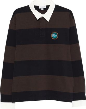 Lacoste Polo a righe con applicazione logo - Blu