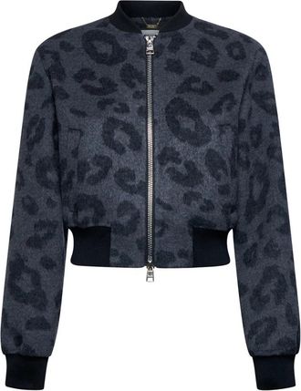 Silvian Heach Korte bomberjack met dierenprint - Dames - Bomber jackets - Zwart - XS - Wol - Jassen