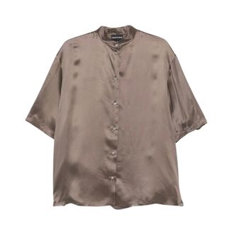 Emporio Armani Overhemden, Dames, Bruin, M, Satijn, Short Sleeves Shirt
