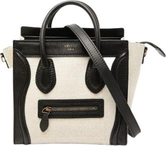 Celine Pre-owned Handbags, female, Multicolor, Size: ONE SIZE Pre-owned Luggage Nano Shopper Canvas Leather 2way Bag