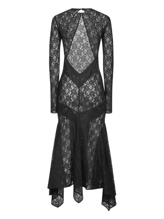 The Attico Womens Black Stretch Lace Asymmetric Midi Dress Polyamide