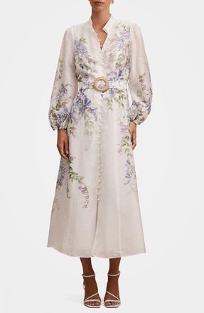 Ever New Sheridan Placement Print Long Sleeve Maxi Dress in Wisteria Floral at Nordstrom, Size 10
