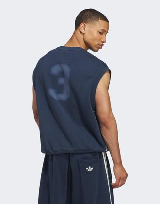 adidas Originals Originals canotta con logo a trifoglio in blu notte