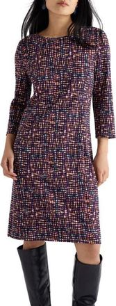 Seasalt Cornwall Cornish Oaks Long Sleeve Stretch Organic Cotton Dress in Inky Weave Beetroot at Nordstrom, Size 10 Us