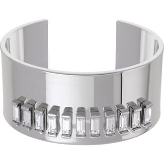 Reiss Lyra Linear Crystal Cuff Bracelet in Silver Tone /Clear Crystal at Nordstrom