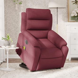 vidaXL Vidaxl - Sill&oacute;n De Masaje El&eacute;ctrico Reclinable Elevable Tela Rojo Tinto