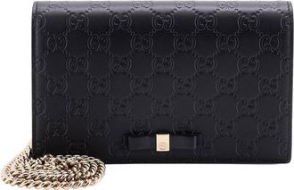 Gucci Black Guccissima Leather Signature Wallet On Chain (Authentic Pre-Loved)