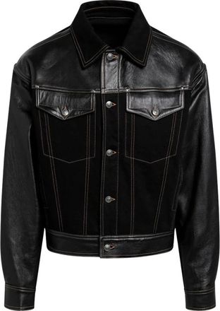 Versace Blouson - Heren - Leren en Su&egrave;de Jassen - Zwart - XL - Leer - Jassen