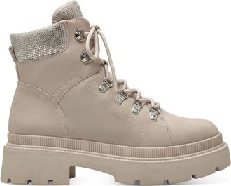 Tamaris Beige Enkellaarsjes - Dames - Veterlaarzen - Beige - 37 EU - Schoenen