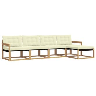 vidaXL Conjunto De Sof&aacute;s De Exterior Con Coj&iacute;n 5 Pcs Blanco Y Crema Vidaxl