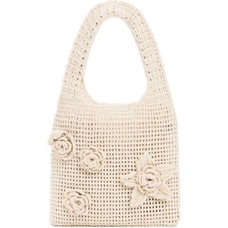 Desigual Crochet Flower Cotton Shoulder Bag in Light Beige at Nordstrom