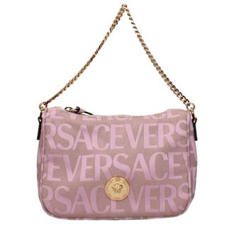 Versace Damens Hobo Handtasche Stoff Rosa/Beige