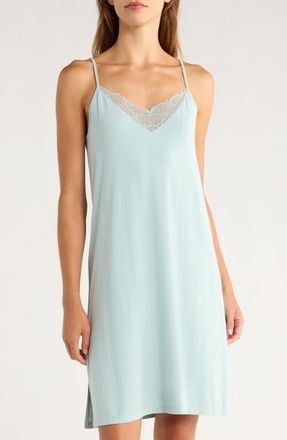 Nordstrom Moonlight Eco Lace Tim Chemise in Teal Mist at Nordstrom, Size X-Small