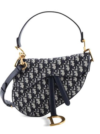 Dior Saddle Handbag with Strap Oblique Canvas Medium shoulder bag - Blue