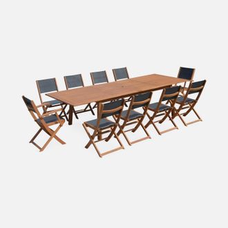 Sweeek Mesa De Jard&iacute;n Extensible De Madera + 10 Sillas