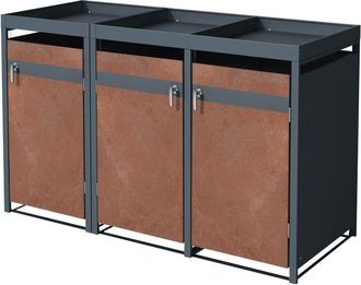 ML Design Ml-design Cobertizo De Exterior Para 3 Cubos De Basura De 240l 200x80x124 Cm Con Aspecto Oxidado Mueble Cubrecontenedor De Acero Resistente A La Intem