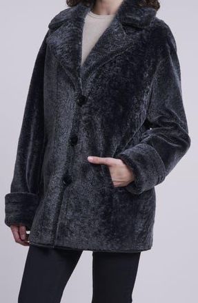 Blue Duck Oversize Genuine Shearling & Leather Jacket in Charcoal at Nordstrom Rack, Size Small