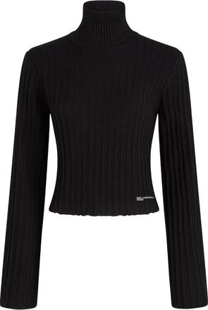 Karl Lagerfeld Maglione a coste con collo alto - Nero