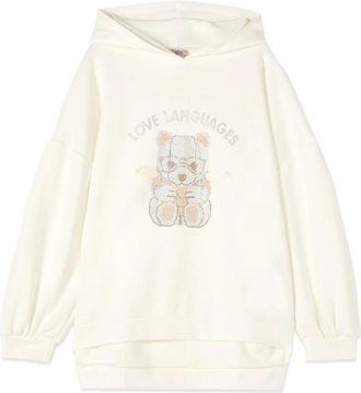 Oltre Hoodie met applicaties - Dames - Hoodies - Wit - S/M - Katoen - Hoodies & sweatvesten
