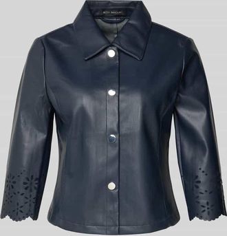 Betty Barclay Slim Fit Blazer in Leder-Optik mit Loch-Muster in Marine, Gr&ouml;&szlig;e 36