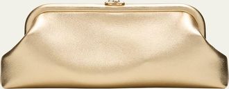 Jimmy Choo London Skylar Frame Metallic Leather Clutch Bag