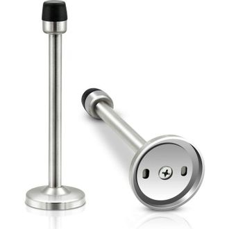 OEM Juego De 2 Topes De Puerta Robustos De Acero Inoxidable Cromado Para Montaje En Pared Con Goma Cepillada Para Z&oacute;calos, Topes De Puerta Adicionales - C