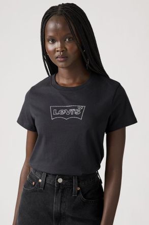 Levi's Camiseta Perfect - Mujer - XS - Negro / Batwing Iridescent Rhinestone N Anthracite