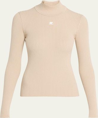 Courr&egrave;ges Turtleneck Long-Sleeve Rib Sweater