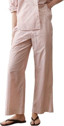 Marine Layer Marisol Pima Cotton Wide Leg Pants in Clay Stripe at Nordstrom, Size X-Small