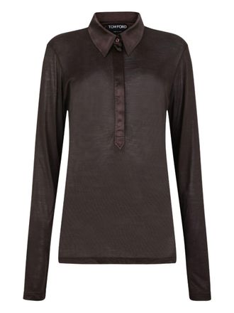 Tom Ford Womens |100%Silk/Button:100%Mother Of Pearl|100%Silk/Button:100%Mother Of Pearl Silk Polo Shirt