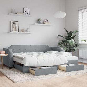vidaXL Sof&aacute; Cama Nido Con Cajones Tela Gris Claro 90x200 Cm Vidaxl