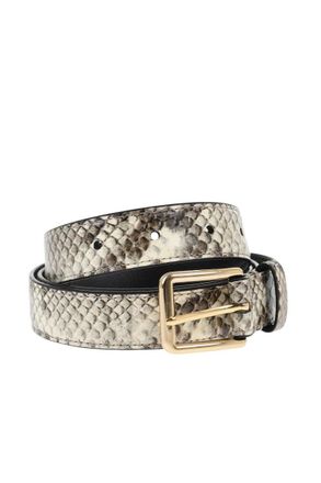 Dsquared2 Beige Python-Effect Leather Belt 25mm