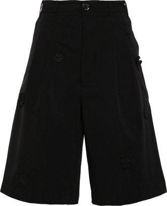 Song for the Mute floral-appliqué tailored shorts - men - Polyester/Cotton/Recycled Polyester/Cotton - 48 - Black